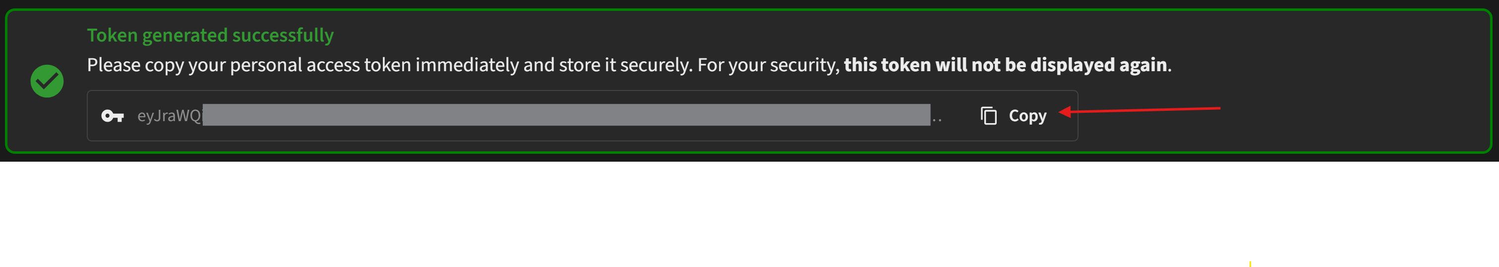 Copy generated token